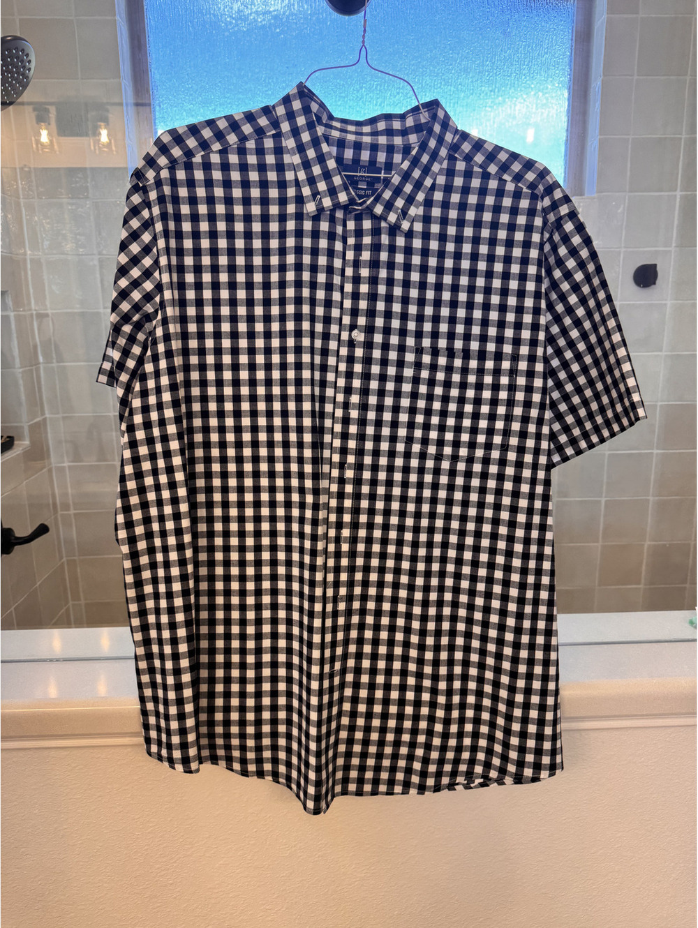 Gingham short sleeve button down shirt
